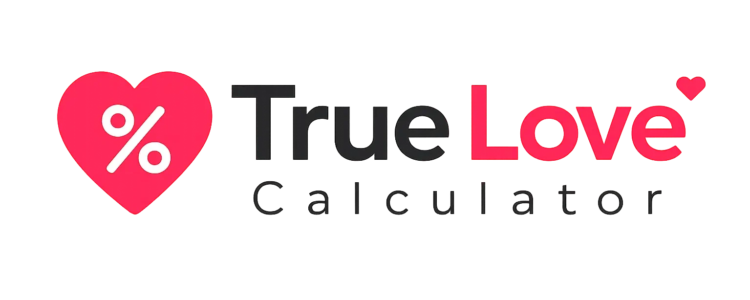 True Love Calculator heart icon with percentage symbol and name