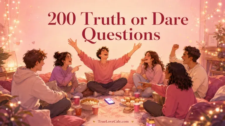 A group of friends laughing and playing Truth or Dare on a cozy, fairy-lit floor with snacks and drinks.